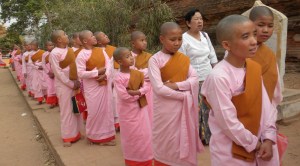 Girls shave their heads to attend a nun school.  