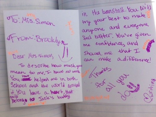 Teacher appreciation note