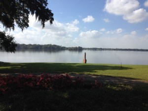 Lake Peigneur with chimney