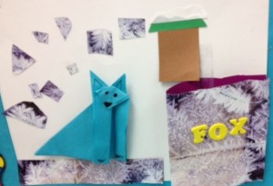 Origami fox in snow