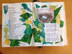 Making a collage of printed paper makes an interesting background.