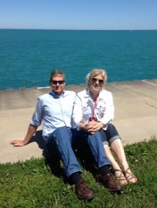 Jeff and I at Lake Michigan celebrating blue.