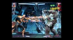 From Injustice Gods Among Us: Black Adam on the left electrocuting Lex Luthor on the right with his lightning attack.