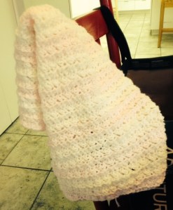 Completed baby prayer blanket