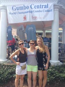 Maggie, Katherine, and niece Claire pose at the Gumbo Cookoff.  