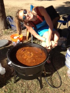 Maggie and her sauce picante.