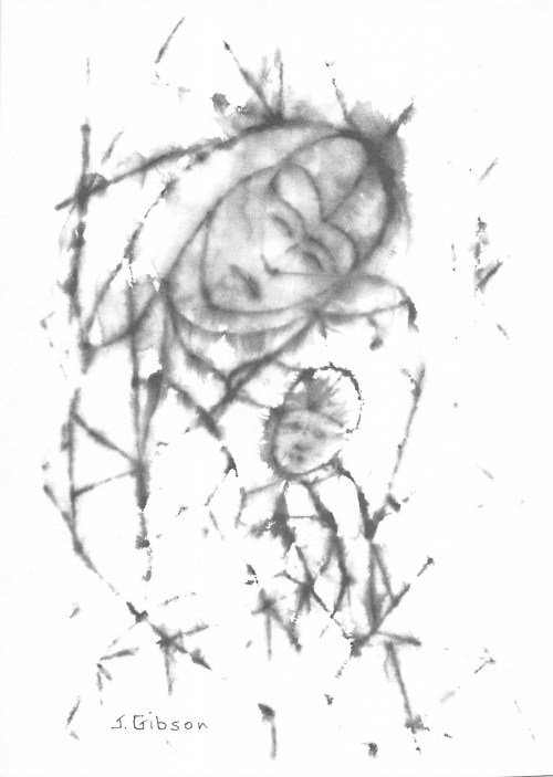 Original is in blue watercolor wash, a painting by John Gibson.