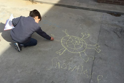 It doesn't snow here, but even so, my students drew snowflakes to symbolize winter.