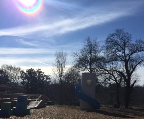 The iPhone captured a rainbow around the sun.  