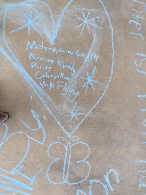 Metamorphosized butterfly Arrives vividly Rising Caterpillar High flying. by Lani