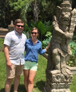 Katherine and Wayne with an Asian statue on Jefferson Island.