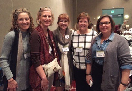 At the Children's Literature Awards Lunch with Julianne Harmatz, me, Laura Purdie Salas, Catherine Flynn, and Heidi Mordhorst.  