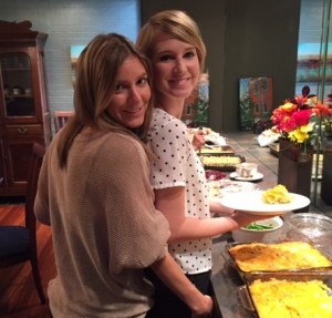 Sisters enjoy the feast.