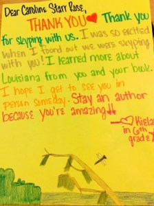 Creative thank you note from Kielan