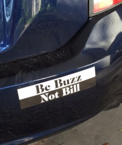 Appropriate that you can see cat paw prints on the bumper along with the family bumper sticker. 