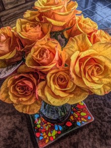 Saffron roses I bought for myself.  They make me happy!