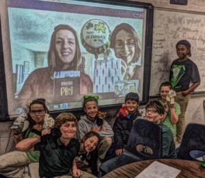 Sharing the love of reading and narwhals on St. Patrick's Day.