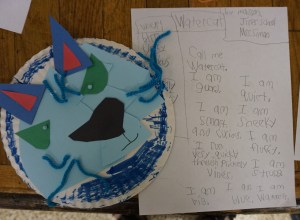 Call me watercat. I am guard. I am smart and curious. I run very quickly through prickly vines. I am big. I am blue. I am sneaky. I am fluffy. I am strong. I am a watercat. by Madison, 2nd grade