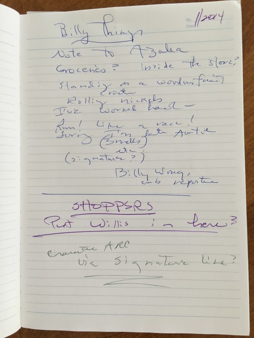 A peek into Augusta's notebook as she thought about Billy.