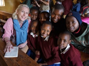 Visiting with school girls