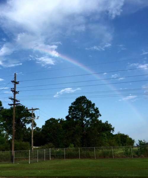 For the first day of school, there was a rainbow in the sky. Not kidding!
